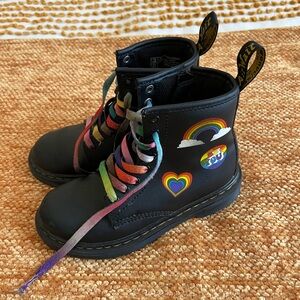 Dr. Martens Kids Boots - Black with Rainbow Accents